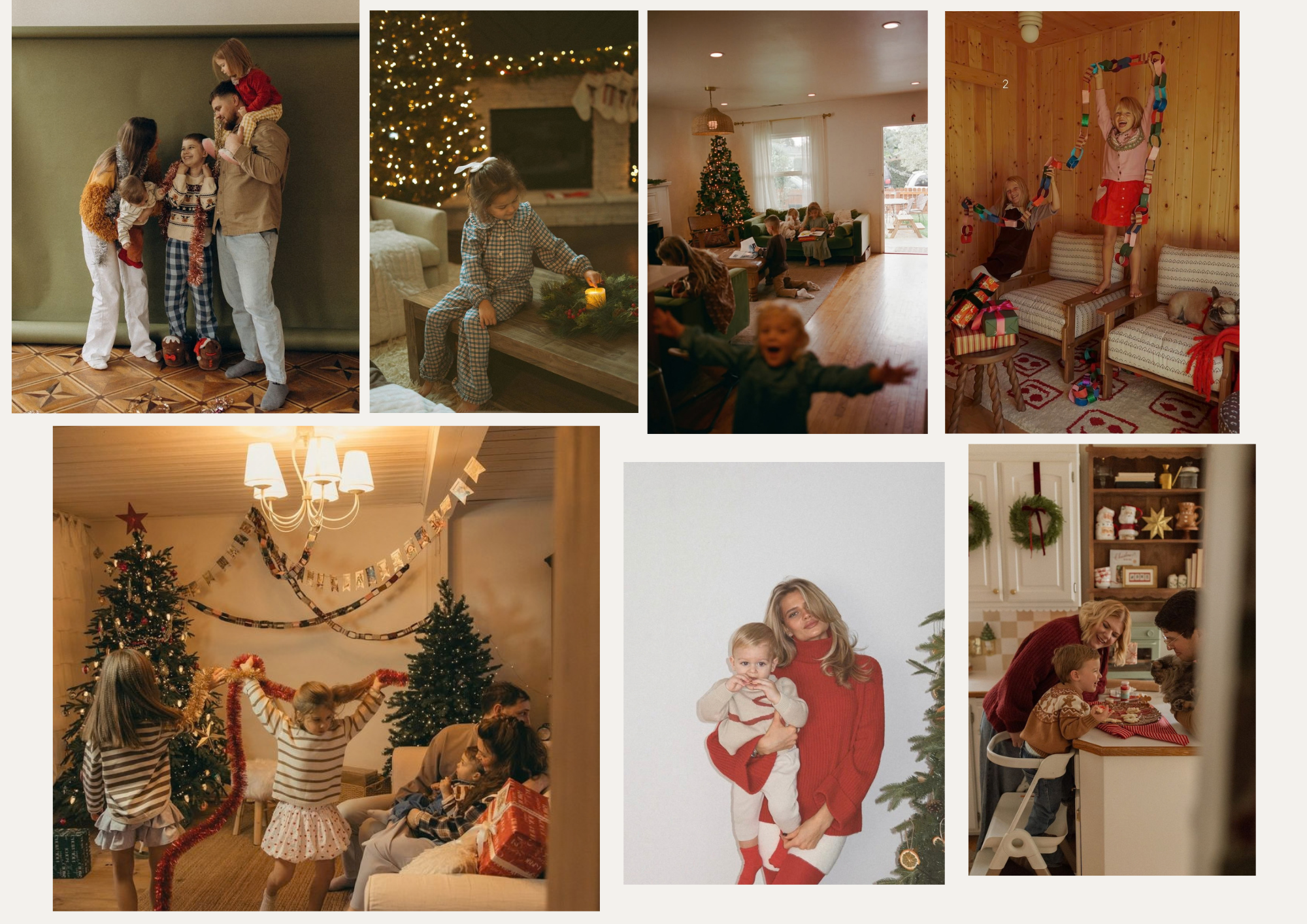 family christmas photos collage for vibe and outfit inspiration